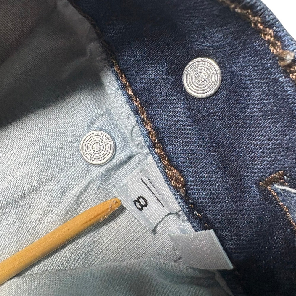 LOFT Outlet Sailor Denim Shorts 8 Blue High Rise Brass Button Dark Wash Indigo - Picture 5 of 8